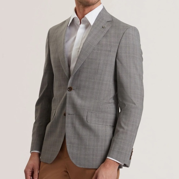 TED BAKER WINDOWPANE CHECK WOOL SUIT JACKET WITH PANTS - JACKET 42R PANTS 35R